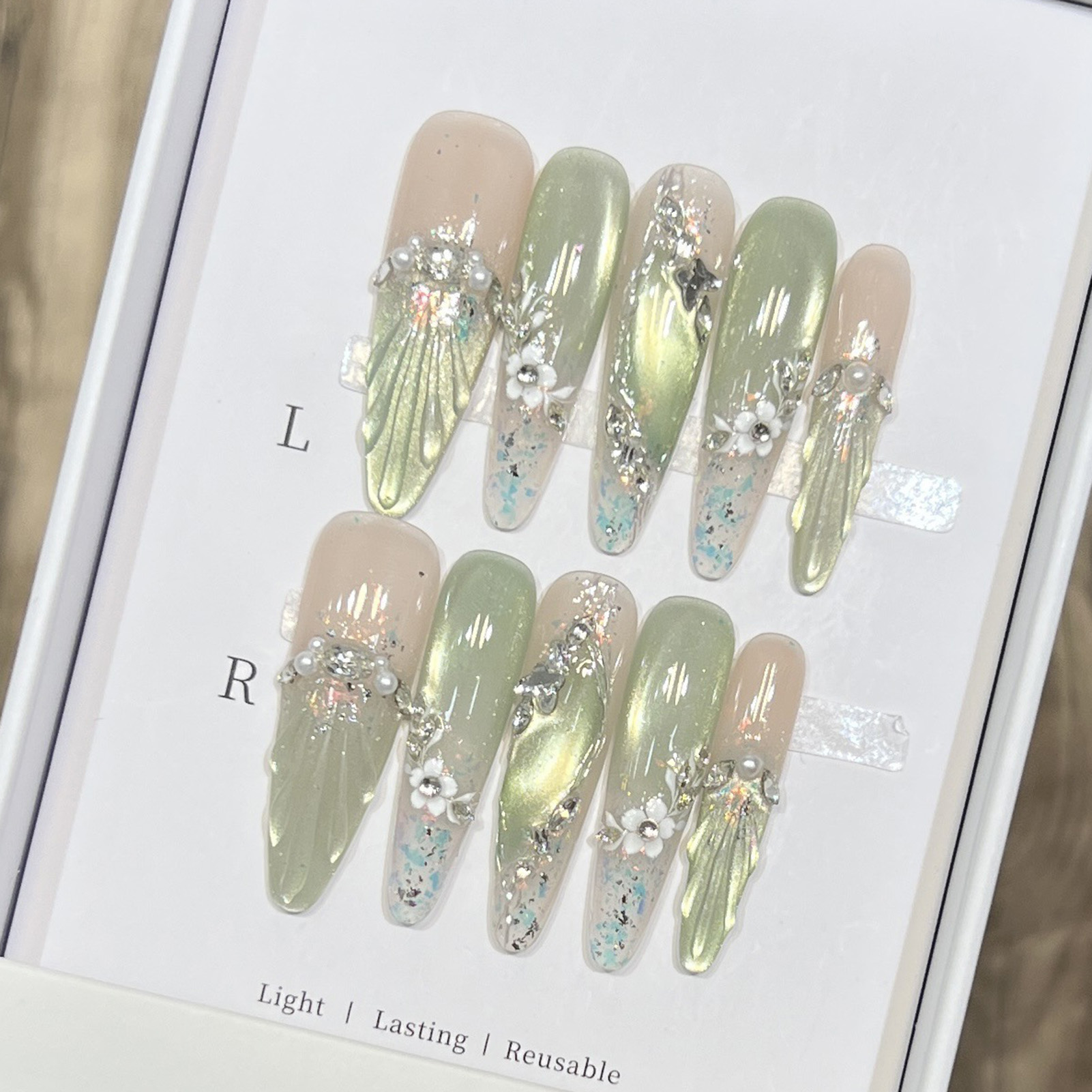 Nail Extension Tips - 10pcs Long Almond Fake Nails Tips