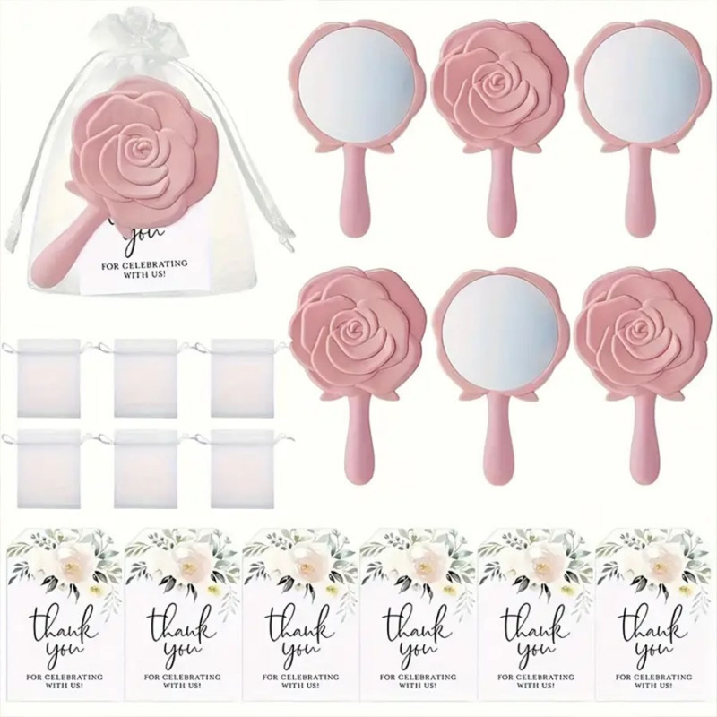 Beauty Flower Makeup - 1-20Set Pink Rose Flowers Makeup Mirror
