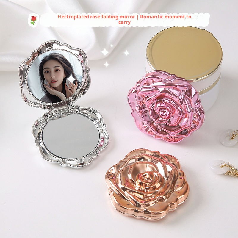 Beauty Flower Makeup - 1PC Portable Mini Mirror Retro Rose