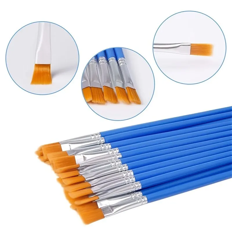 Beauty Makeup Pictures - Nylon Flat Paint Brushes with Plastic