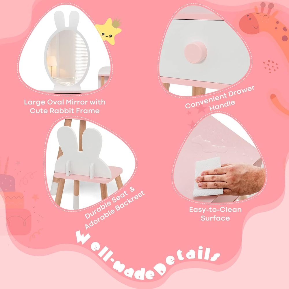 EY Kids Vanity, Rabbit Themed  - огляд і ціна Beauty Makeup Set For Kids