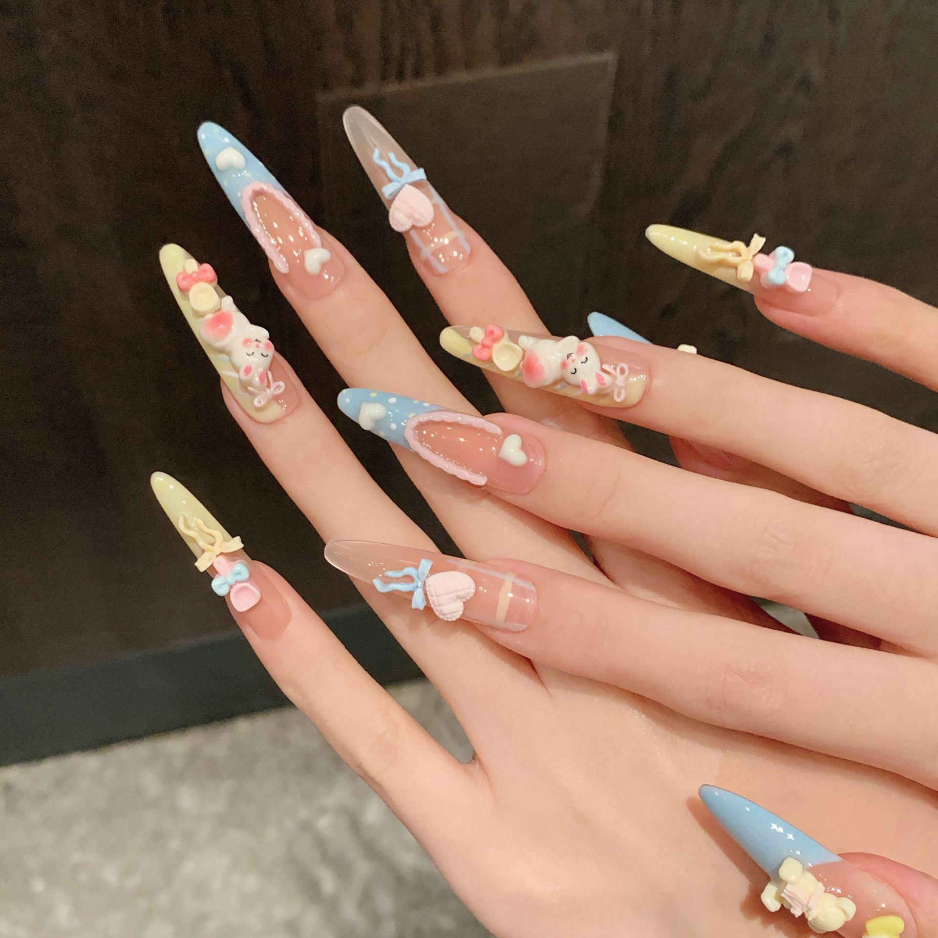 10pcs Cute Bear Rabbit Press O - огляд і ціна Nail Extension Tips