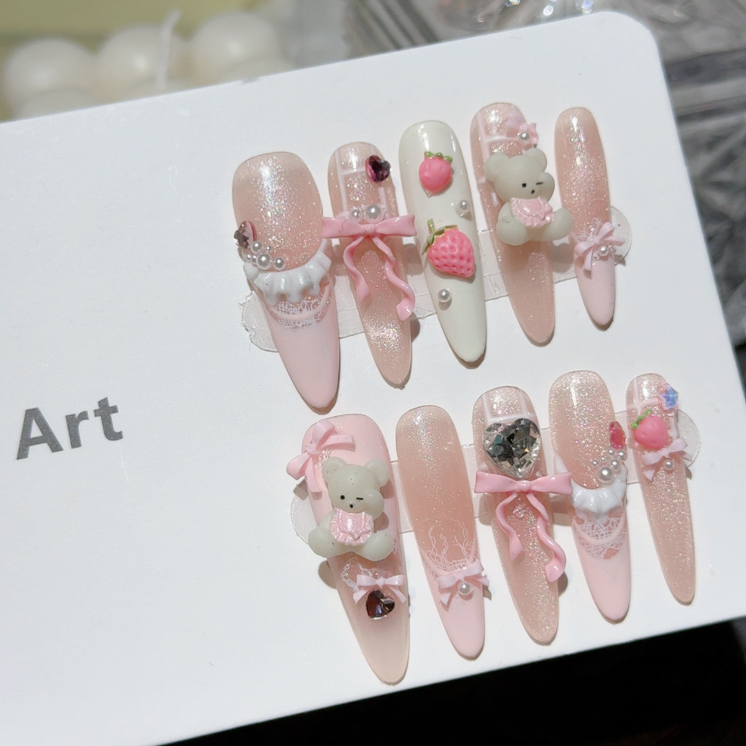 10pcs Cute Bear Rabbit Press O - огляд і ціна Nail Extension Tips
